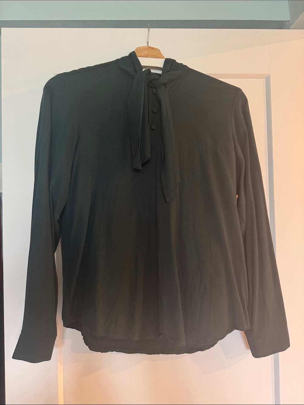 Bodybag by Jude - Tie-Neck Long-Sleeve Blouse in Dark Green - Size M